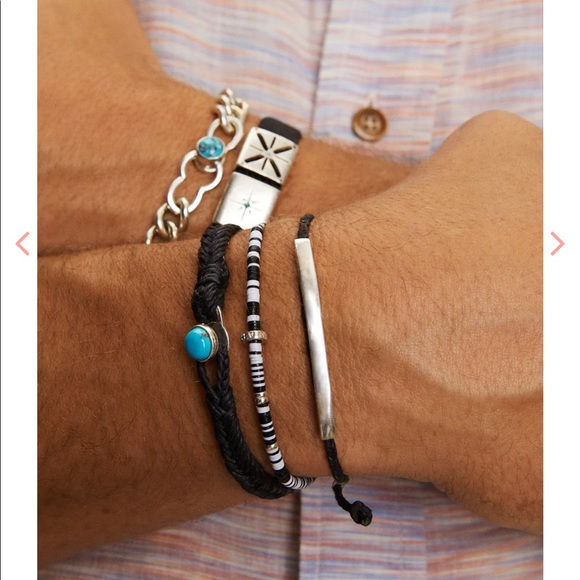 SCOSHA Brooklyn Classic Fishtail Turquoise Button in Black 7.5 inch. - Picture 4 of 6